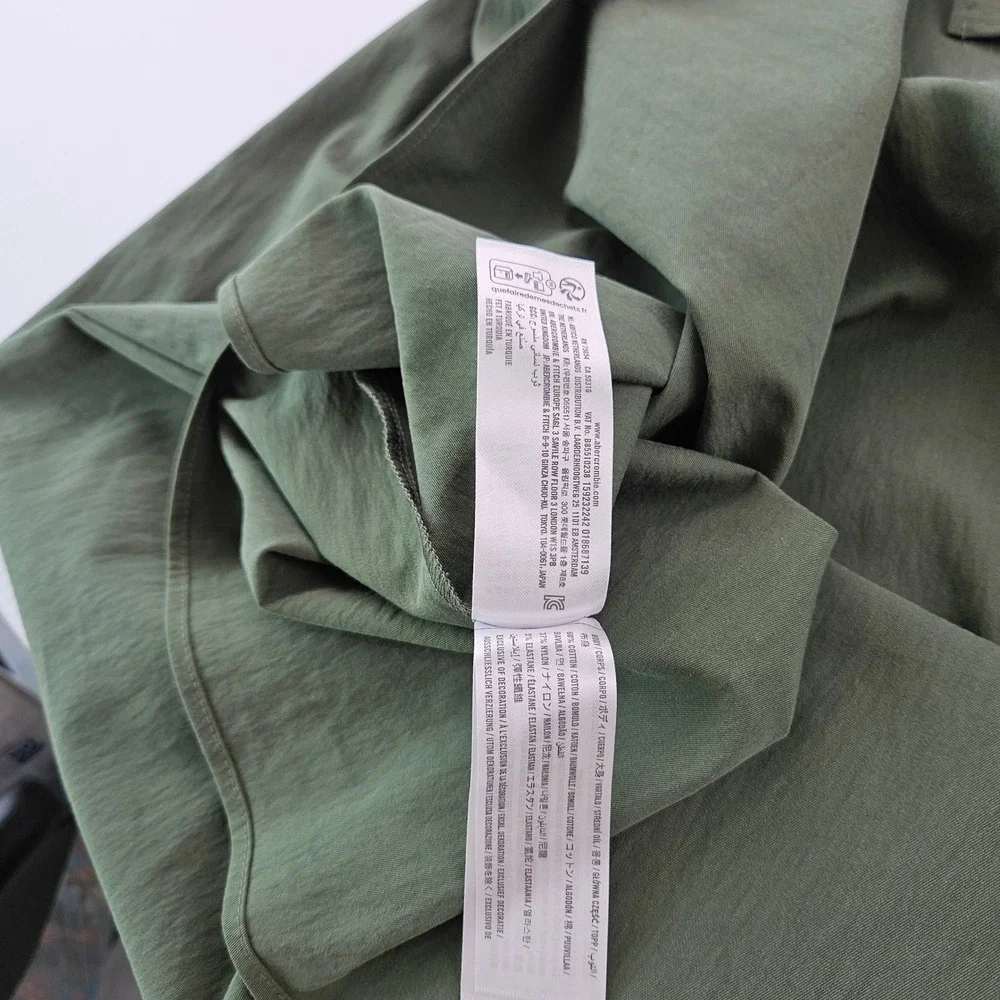 Abercrombie & Fitch Green Asymmetrical Ruched Maxi Dress Olive Large  NWT $110